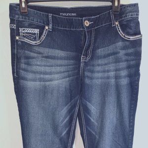 MAURICES WOMENS EMBROIDERED JEANS PANTS SIZE 14 SHORT